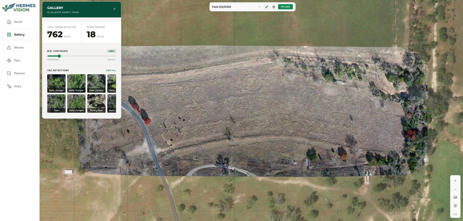 Hermes Vision web platform: species gallery